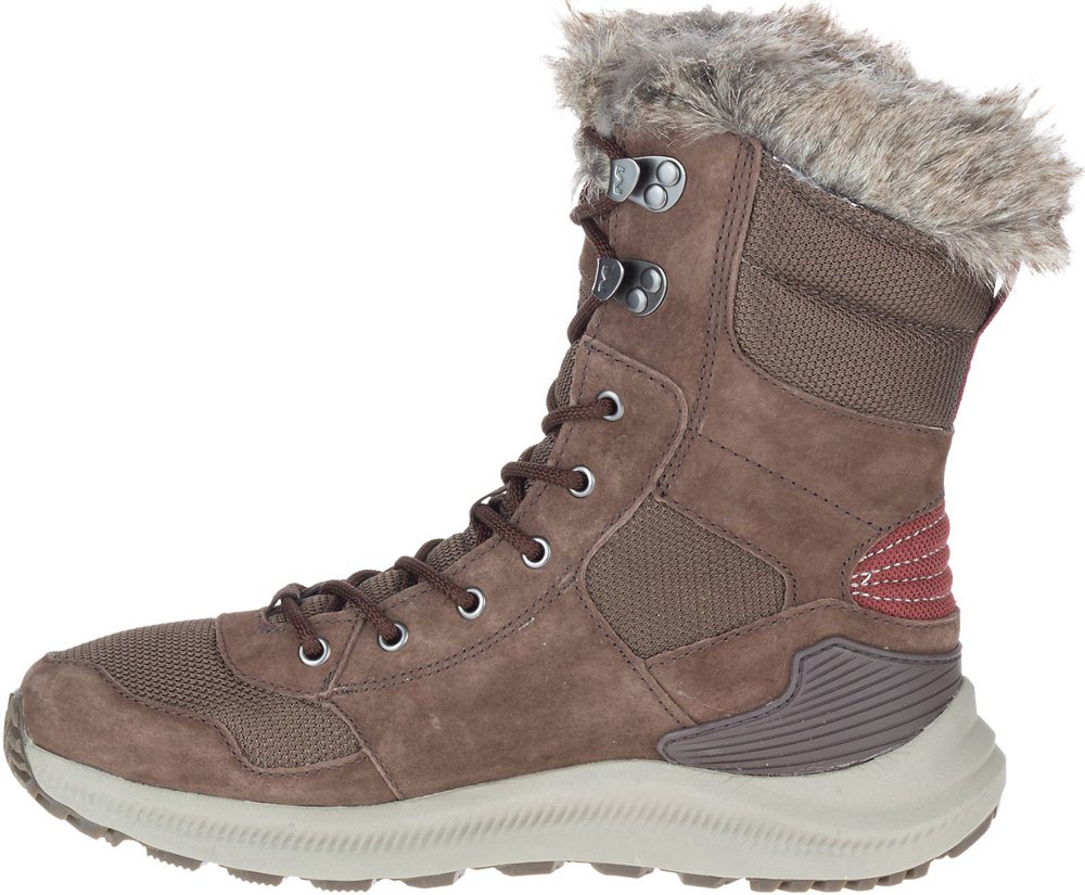 Kozaki Merrell Damskie Brązowe - Ontario Tall Polar Waterproof - 751842-UOM